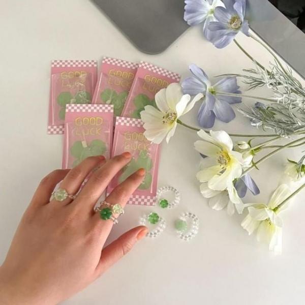 우정반지 네잎클로버 우정 공예 반지 심플 포인트 DIY키트 6종 비즈공예 세트 DIY