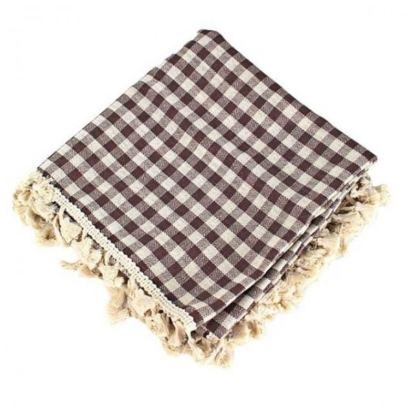 린넨 테이블보 90x90cm 고급식탁보 체크테이블보