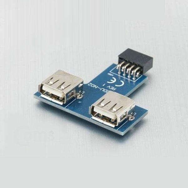 USB 포트 2.0 PCB 카드형 10핀 USB 분배 2포트