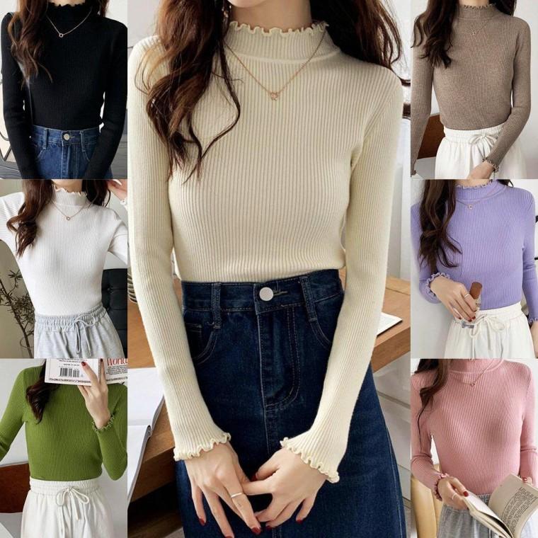 튤립 넥라인 반목 티숙 URD144 룩 터틀넥 반폴라티 폴라티숙 반집업 여성 여아 티숙 여성 폴라 골지반폴라