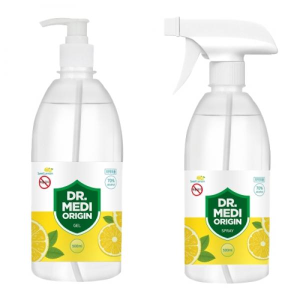 [향기] 닥터메디 오리진 겔+스프레이 손소독제 스위트레몬 500ml 50세트