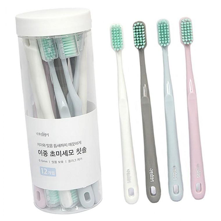 개별캡 이중 초미세모 칫솔 12입 1P 부드러운 브러쉬