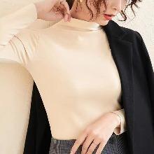 [127000097] 벨벳하프터틀넥이너티 가을 나시 라운드티숙 무지 간절기 여성 쭉티 티숙 산 반팔티숙 흰색 슬