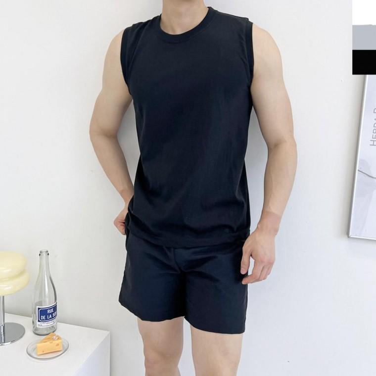 DGI1825 남자민소매나시면티셔츠 루즈핏 솔리드셔츠 긴팔 티셔츠 남자 캐주얼셔츠 데일리 남성의류 슬림핏
