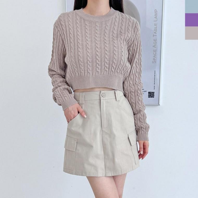 CAT 1002 여자케이블 꽈배기크롭니트 목폴라 U넥 스탠드 라운드넥 여성의류 sweater 조끼 러블리 베스트 스
