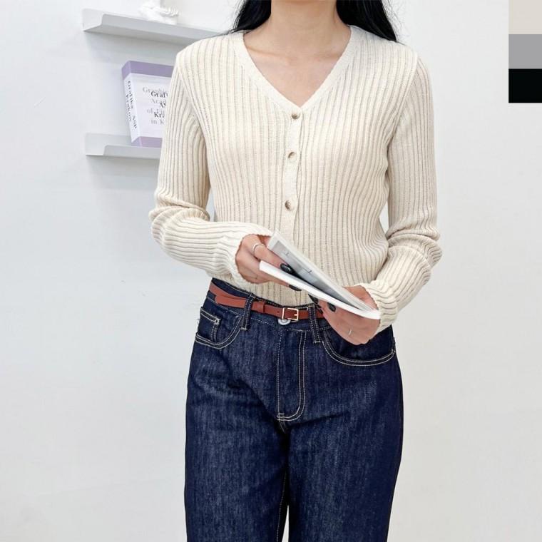 2LUND 5093 여자슬림핏 브이넥 골지니트가디건 dm V넥 v넥 브이넥 오버핏 여성의류 기본 간절기 가디건 롱