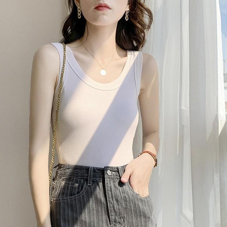 U넥 골지 나시 DS5027 실내복 끈나시 볼레로 티숙 흰색면티 여성 끈나시 나시 롱나시 민소매 상의 망고나시