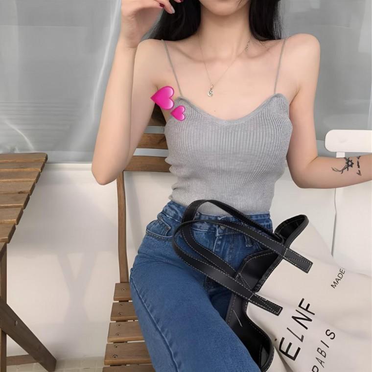 데일리 여리여리 골지 끈나시 JSC24061903 o생산재개o 끈나시 내산 여성 민소매 믹 티숙 민소매나시 나시