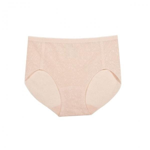 레이스 디자인 여성 맥시 심리스 삼각팬티 베이지