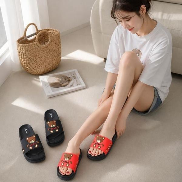 여성 통굽 슬리퍼 쪼리 키높이 신발 블랙 레드 35-40사이즈