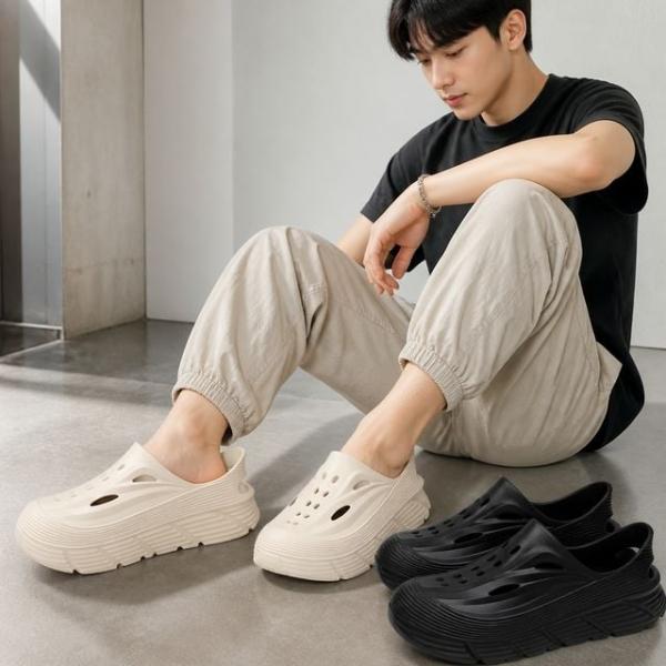 남성 에어 EVA 샌들 5CM 키높이 플랫폼 슬리퍼 썸머 슈즈