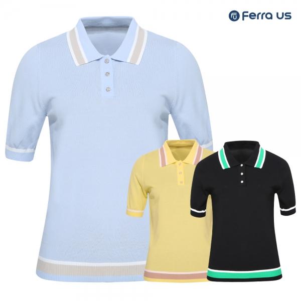 페라어스 여성 베이직  배색 아이스 니트셔츠  ATM5JE5427