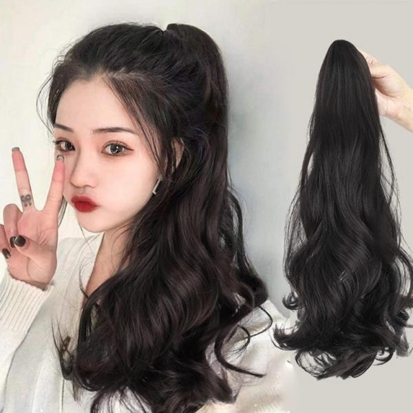 자연 스런 포니테일 헤어피스 묶음 머리 웨이브가발집게