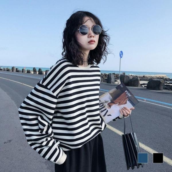 데일리 코디 루즈핏 줄무늬 티셔츠 스트라이프 봄티셔츠 얇은 맨투맨 단가라