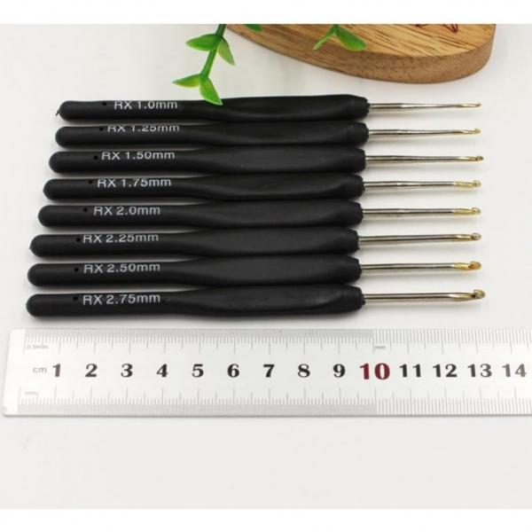 뜨개질바늘세트 8개 고무손잡이 크로셰 후크 DIY 공예