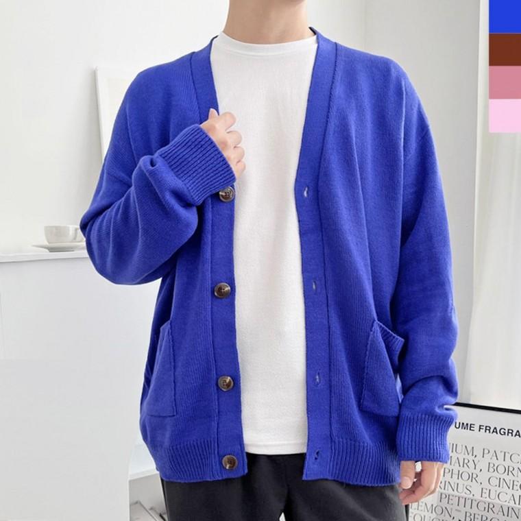 2LOTT 1022 남자오버핏브이넥니트가디건 여성아우터 조끼 단추 스웨터 루즈가디건 브이넥가디건 겨울 니트