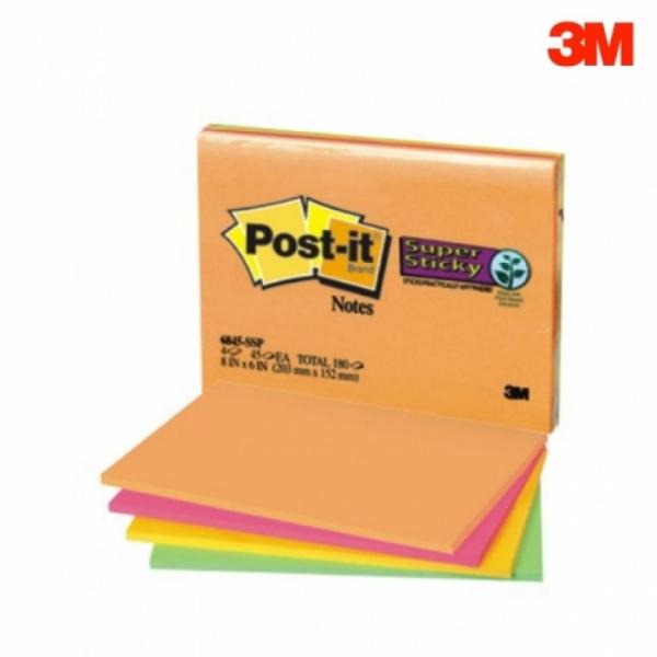 3M 가로무지 미팅노트 6845-SSP 점착 접착 메모지 플래그 203x152mm 4패드 180장