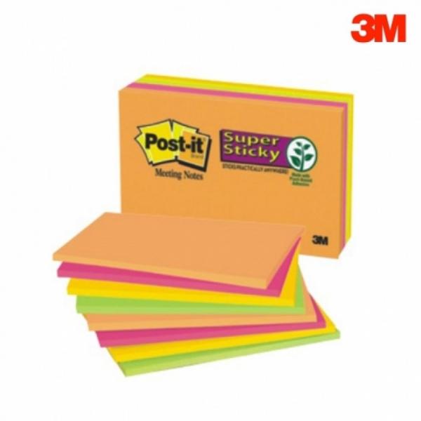3M 가로무지 미팅노트 6445-SSP 점착 접착 메모지 플래그 152x101mm 8패드 360장