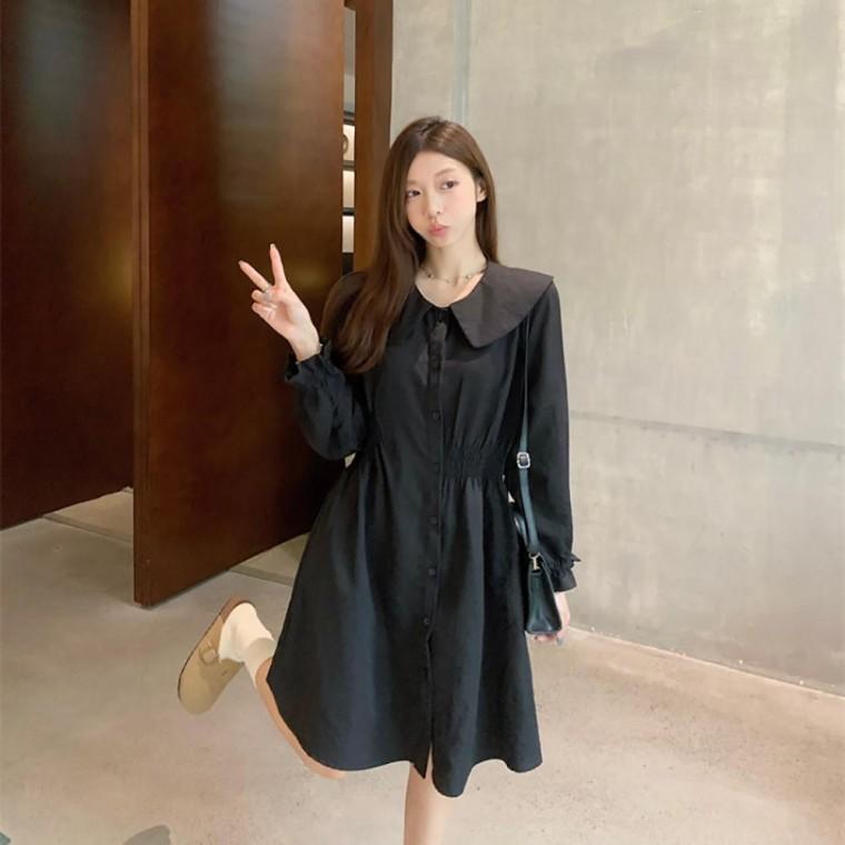 심플한 빅카라 언발 밴딩 원피스 LLD168 슬림 원피스 휴양지 루즈핏 바캉스 여성 여성 박시 패턴 사이즈 반