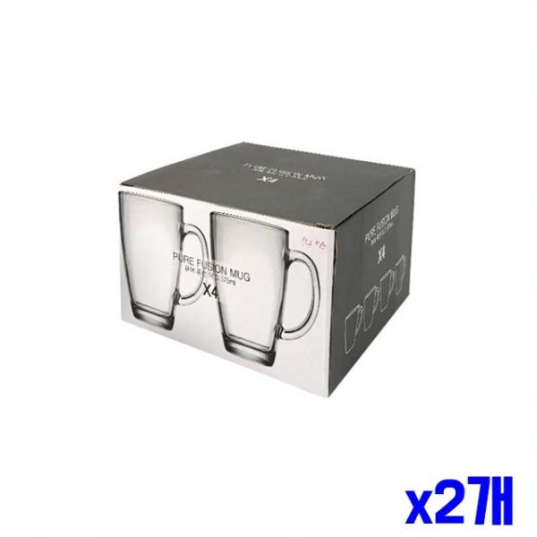 손잡이 투명 머그컵 375ml 4p x2개 물컵 가정용컵