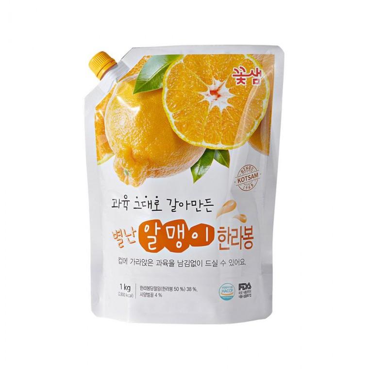꽃샘 별난 알맹이 한라봉 1kg 파우치 한라봉청 에이드