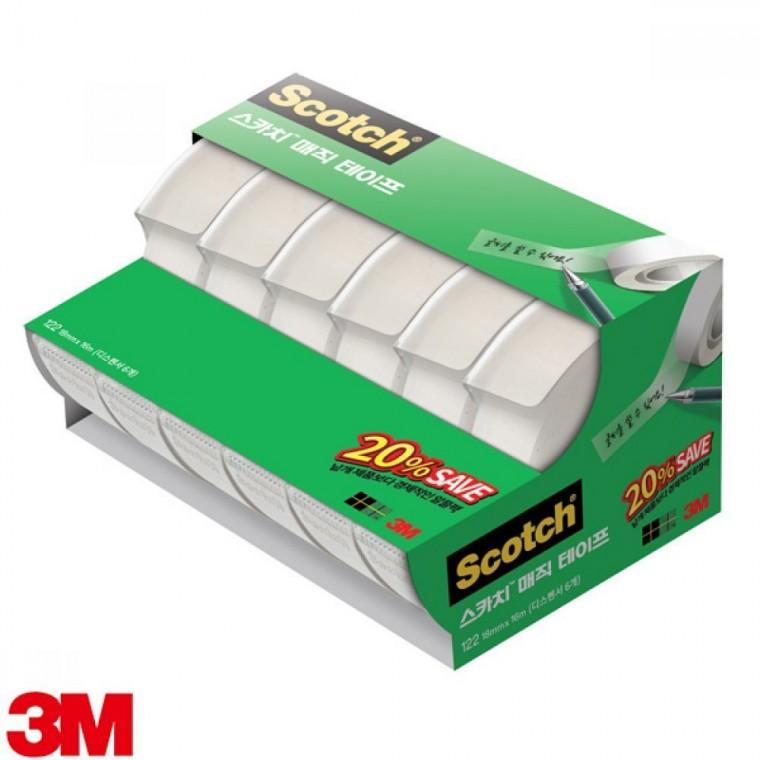 3M 스카치 매직테이프 세이빙팩 122A-6 18mm x 16m