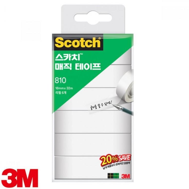 3M 스카치 매직테이프 세이빙팩 810R-6 18mm x 32m