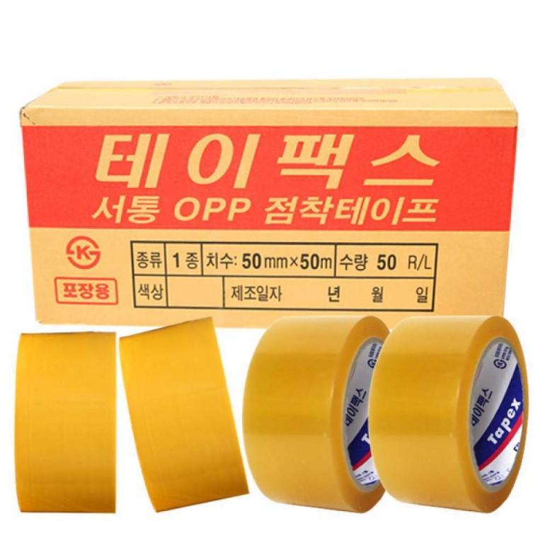 테이팩스서통 OPP테이프 50mmx50M 1BOX 50개입 2종택1