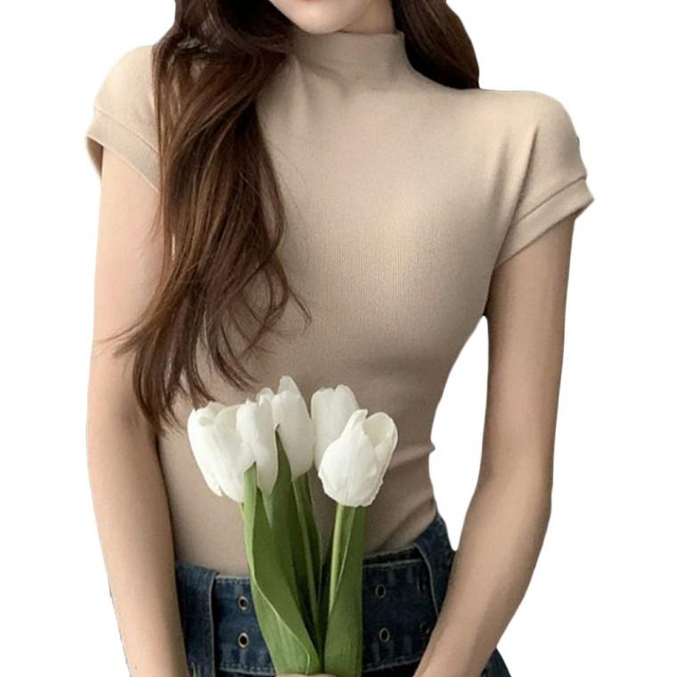 인기 티셔츠 반폴라 반팔티 신상 캐주얼 여성 슬림