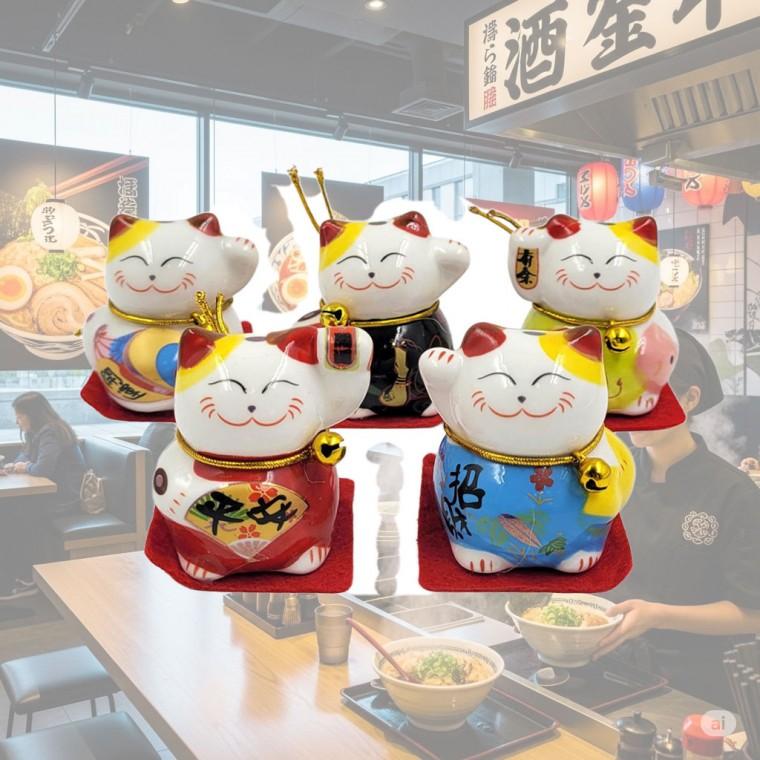 미니장식 소품 세라믹 일본 전통 복고양이 5종 세트