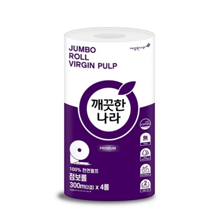깨끗한나라 100% 펄프 2겹 점보롤 300m 4롤