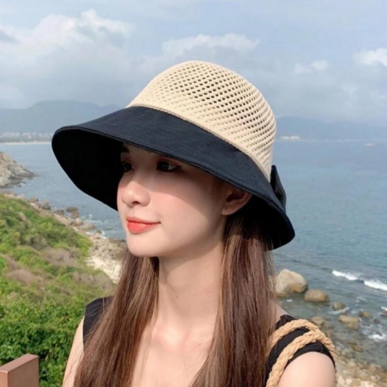 벙거지 모자 여성 비치 예쁜 휴양지 리본