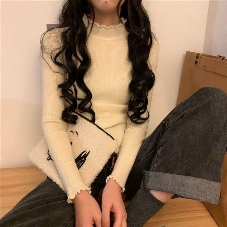 프릴넥 긴팔 골지 니트 MFNC030053 sweater crewneck 라운드넥 여성 스웨터 camp 니트류 forest 베스트 터