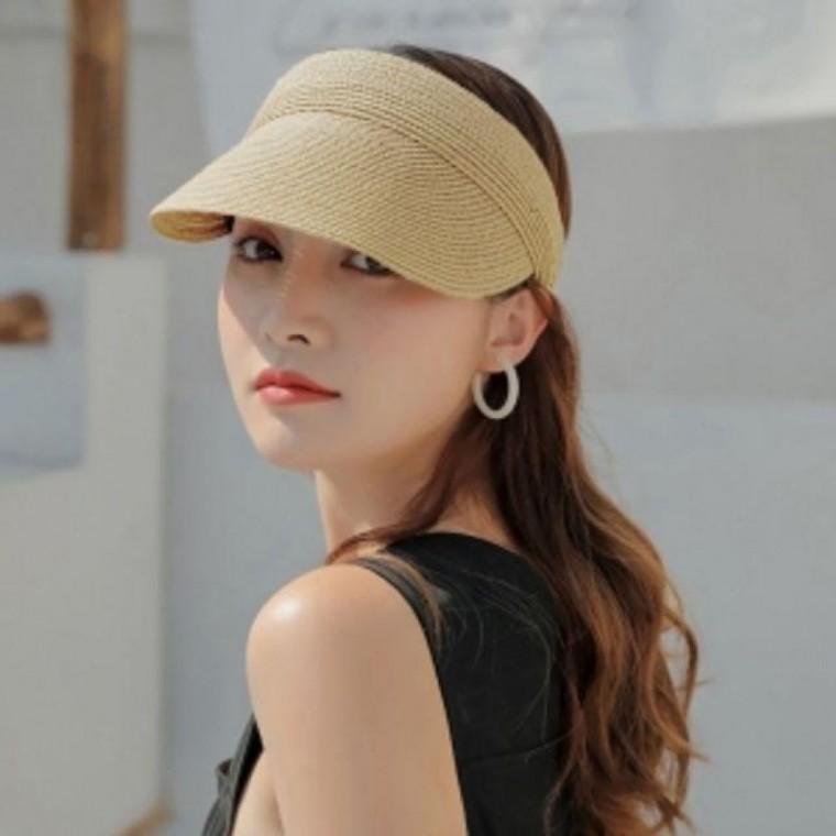 여름 밀짚썬캡 돌돌이 네추럴 썬캡