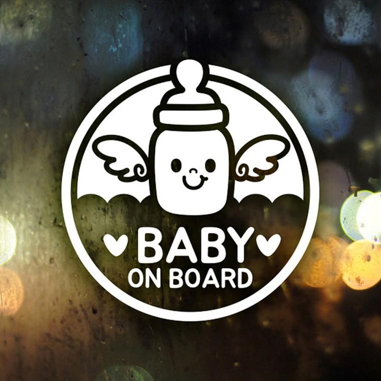 BABY ON BOARD 젖병천사 반사시트지 자동차스티커