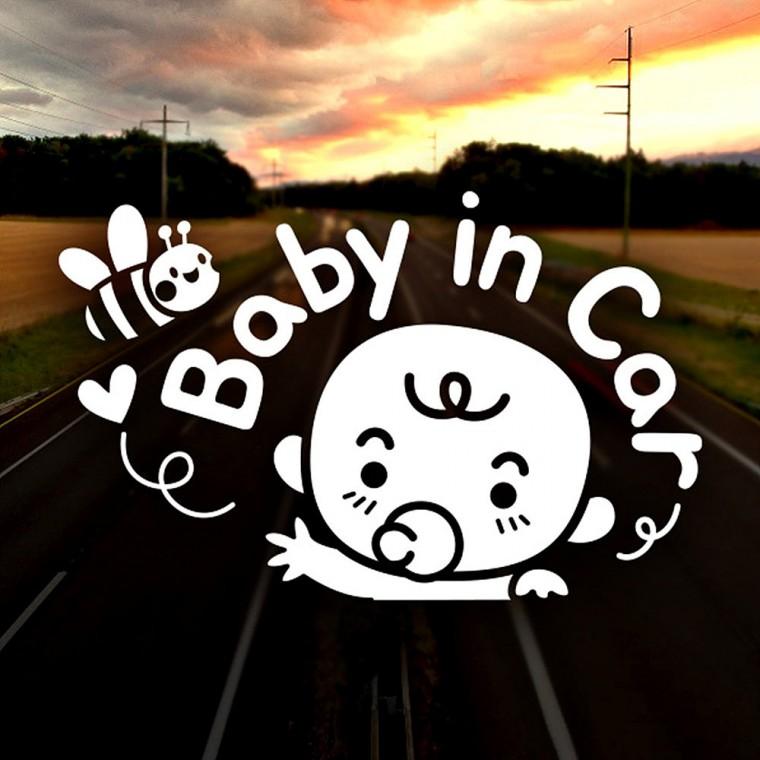 Baby in Car 꿀벌 반사시트지 자동차스티커