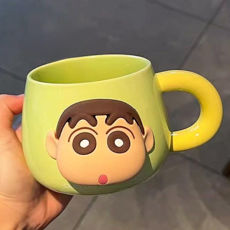 자석 머그컵 500ml 그린 짱구 3D 페이스