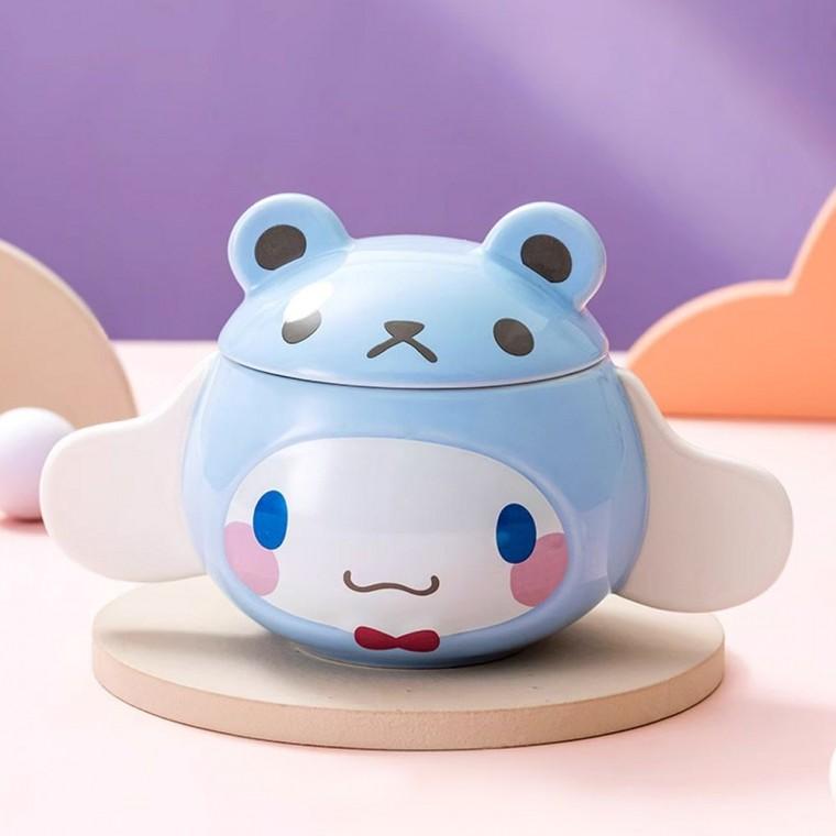 뚜껑 머그컵 410ml 시나모롤 프렌즈 입체
