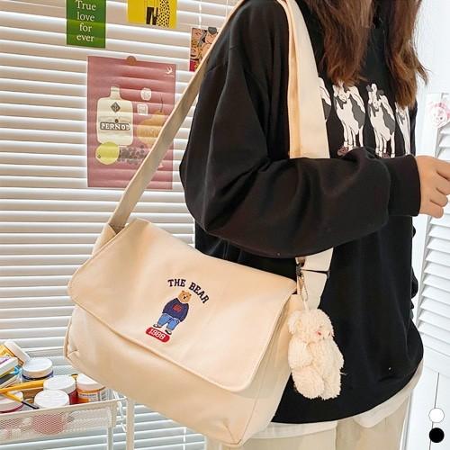 귀여운 곰돌이 캔버스 크로스백 여학생 대학생 가방