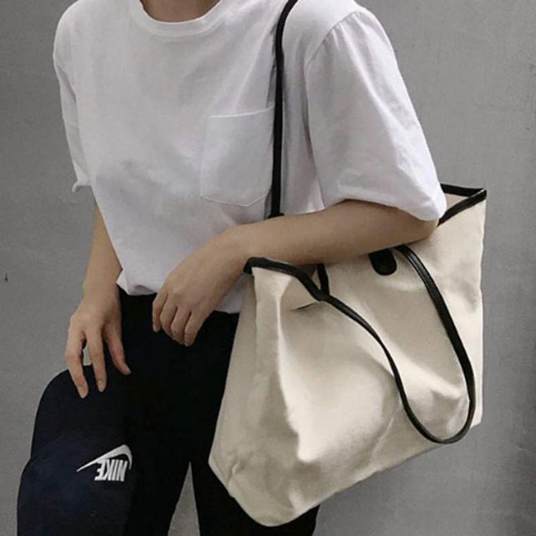 배색 캔버스 여성 숄더백 가벼운 가방 데일리 여자 크로스백 베이직 패션백 쇼퍼백 애코백