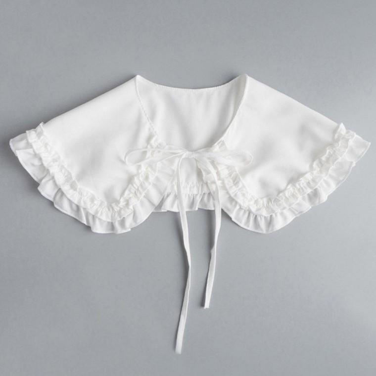 숄 드레스 러블 장식 페이스 카라 브이넥 페이크 블라우스 레이어드 레이스 프릴 포인트