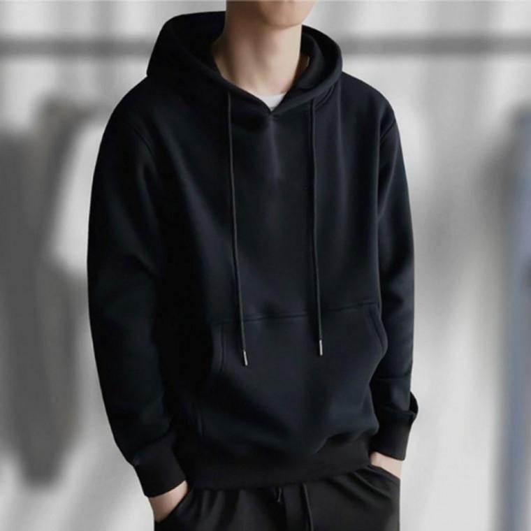 커플 얇은 레이어드 루즈핏 무지 기본 후드티 남자