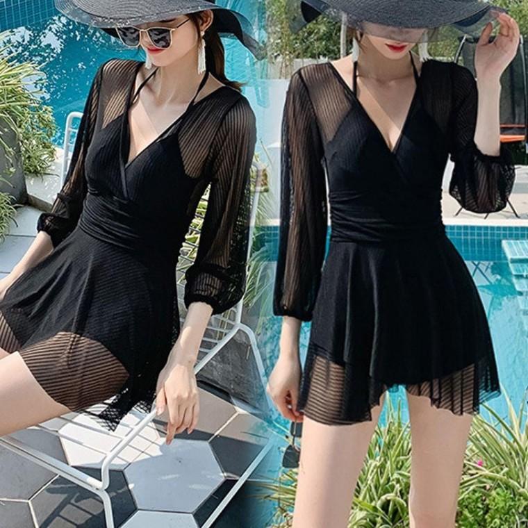 긴팔 원피스수영복 바캉스 신혼여행수영복 수영복 엄마수영복 체형커버 스커트수영복 시스루 휴양지수영복
