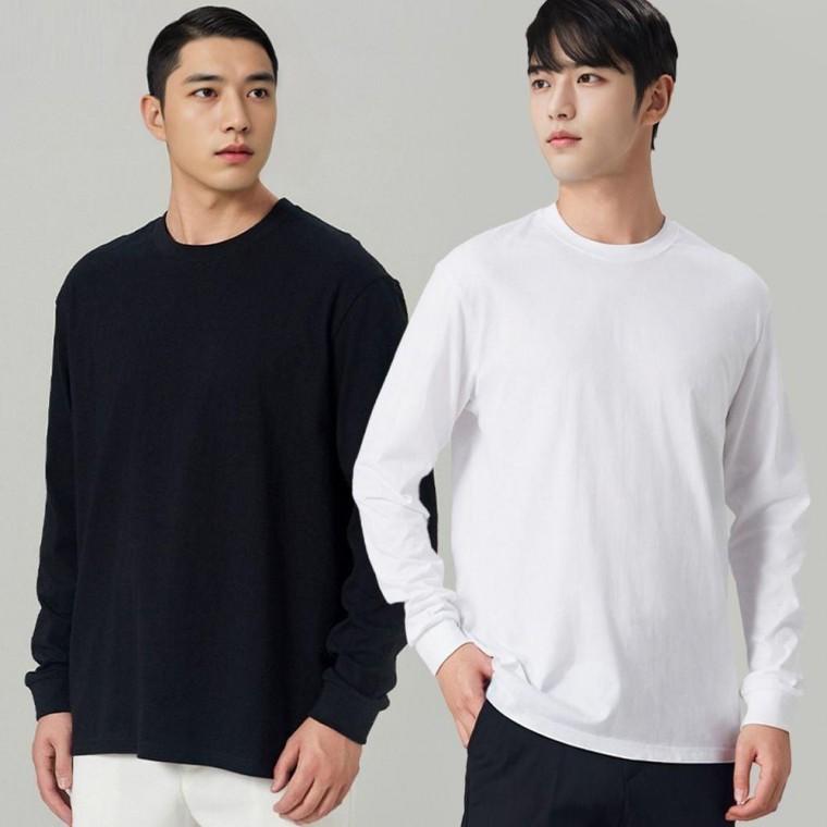 기본 남자 무지 면티 긴팔 남자긴팔티 티셔츠 롱슬리브 기본면티셔츠 커플긴팔티 라운드