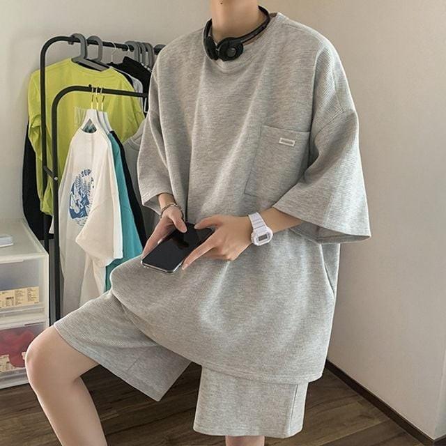 상하의 5부 2컬러 셋업 남성 트레이닝 캐주얼 남성셋업 상하의셋업 반팔 반바지 오버핏