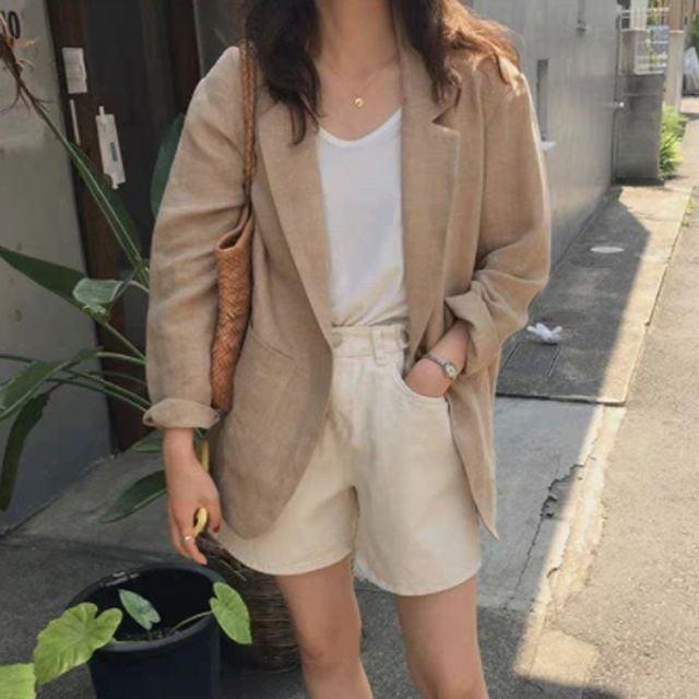 마 롤업자켓 캐주얼 린넨 여성 마이 마자켓 롤업마이