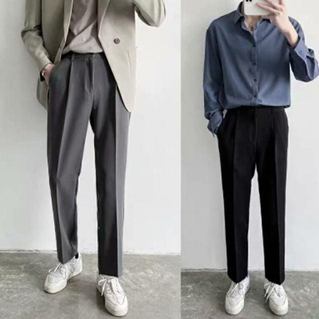 통바지 캐주얼 남성 슬랙스 면바지 와이드핏 10부 팬츠 캐주얼긴