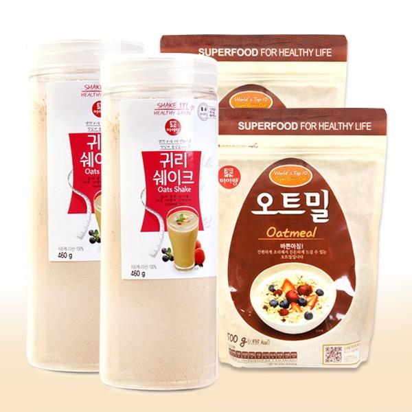 곡물이야기 오트밀500g 2봉+귀리쉐이크460g 2통