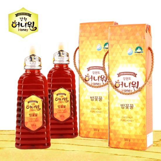 허니원 밤꽃 벌꿀 500g(튜브) 2통