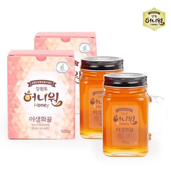 허니원 야생화(잡화) 벌꿀 핸들컵 500g 2병